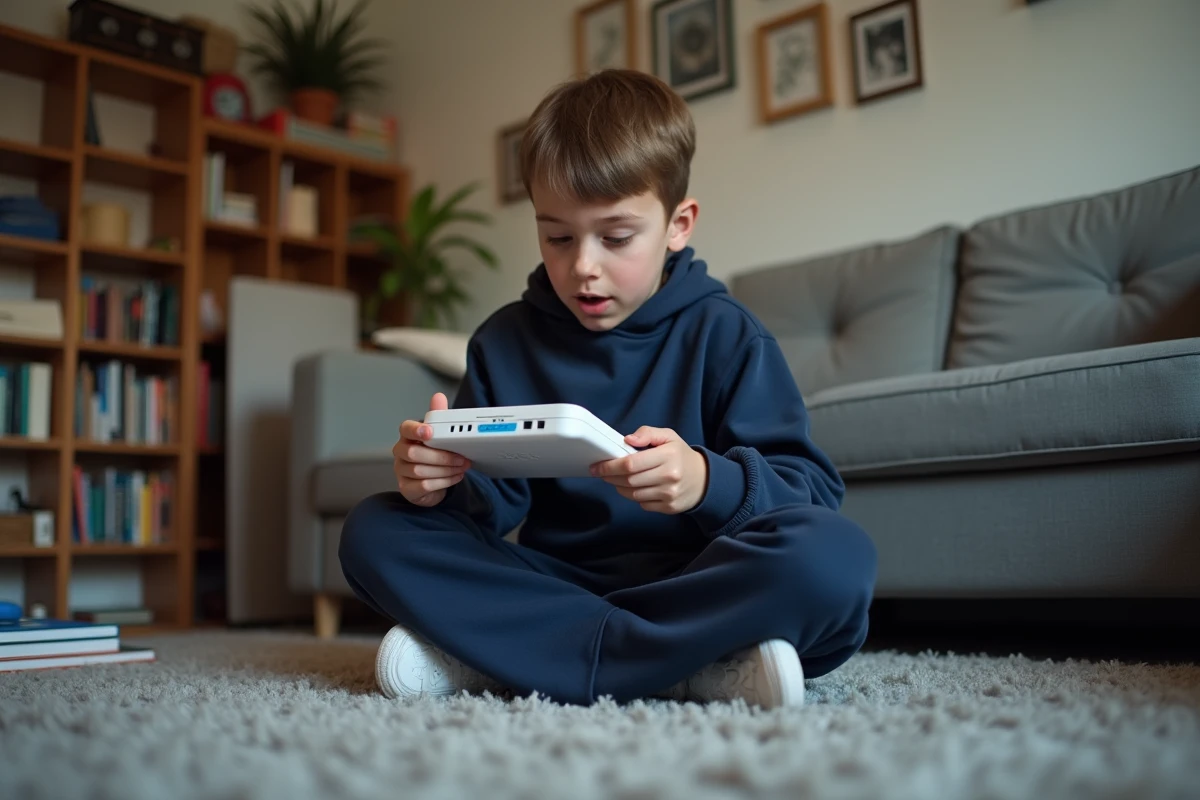 Adolescent étudiant le mot de passe du routeur WiFi