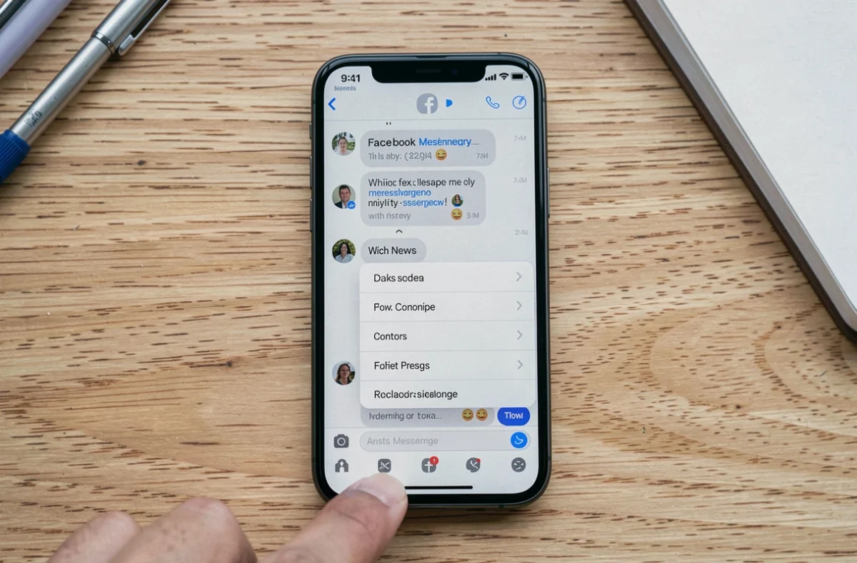 Gros plan d'un smartphone affichant le menu de suppression d'un sondage dans Messenger