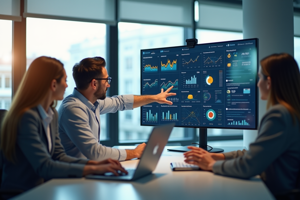 Groupe de professionnels dans un bureau lumineux collaborant