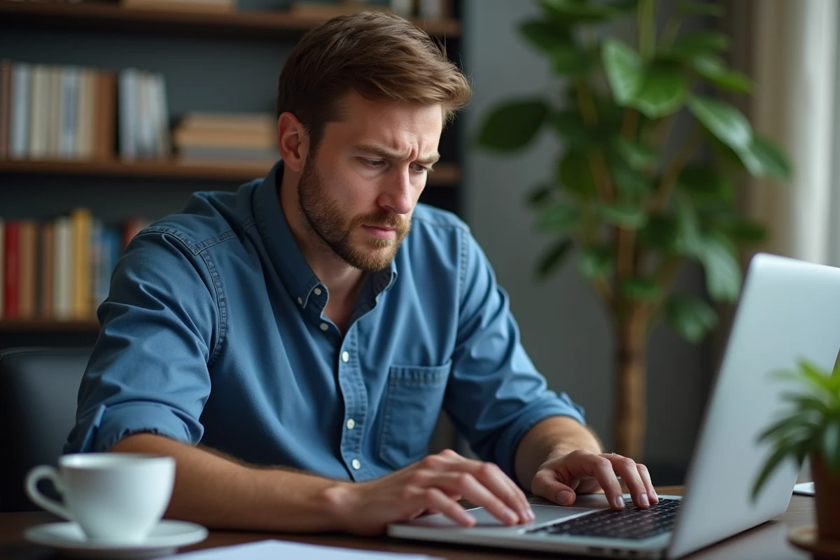 Homme en train de résoudre un problème de connexion internet