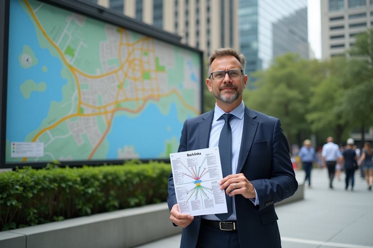 Homme d affaires devant une carte de ville avec carte mentale