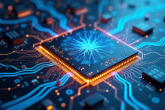 Microprocesseur moderne avec réseaux neuronaux lumineux en laboratoire