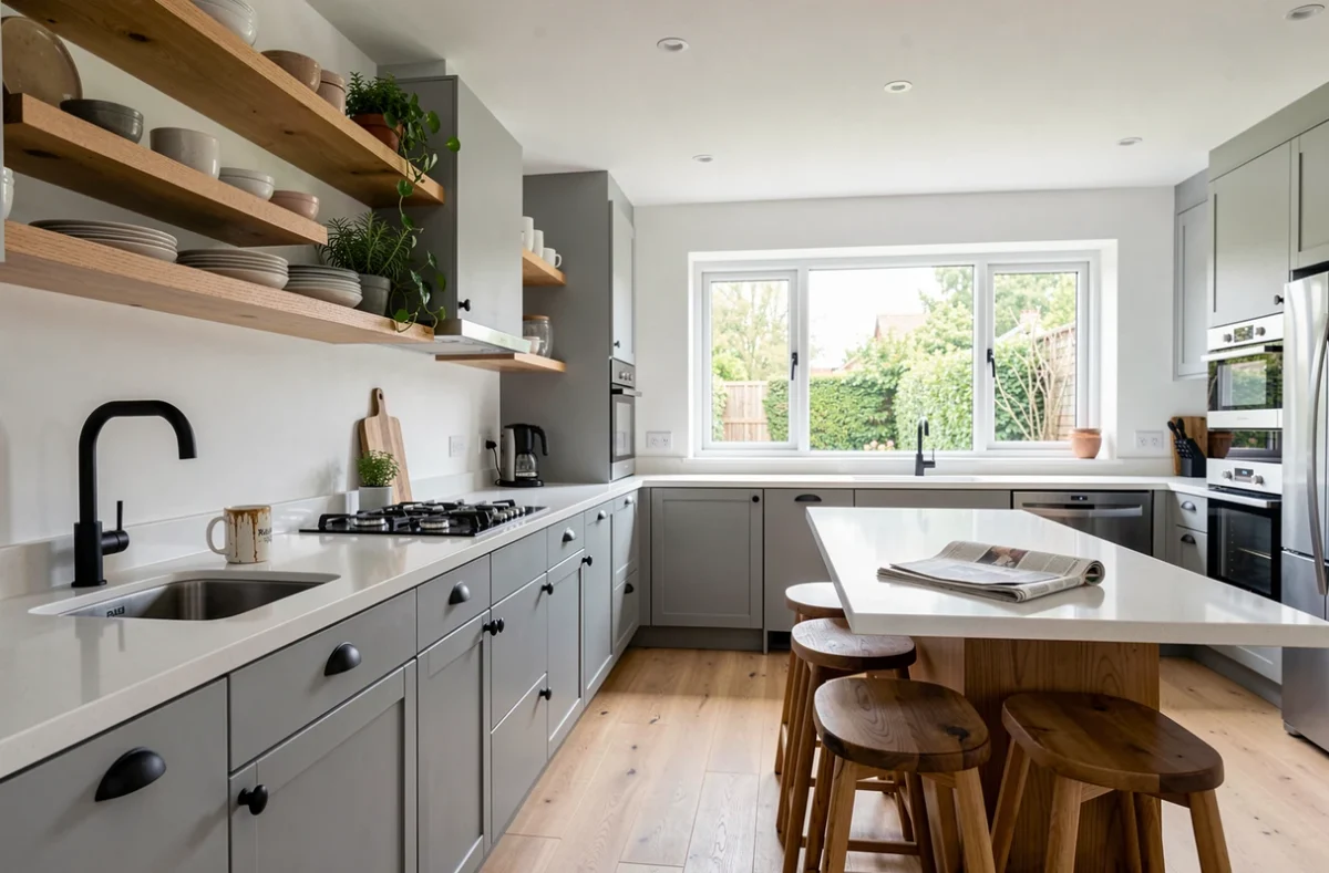 Photo professionnelle de cuisine moderne pour une annonce immobilière en ligne optimisée