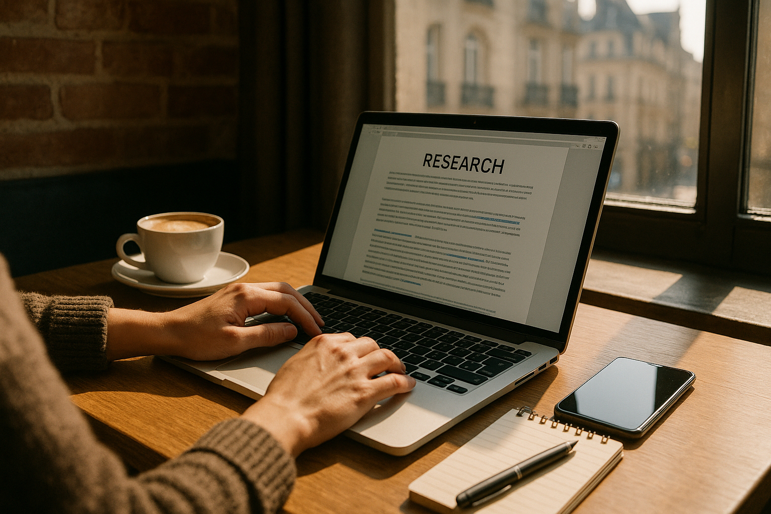 Personne recherchant sur un ordinateur portable dans un café à Nantes